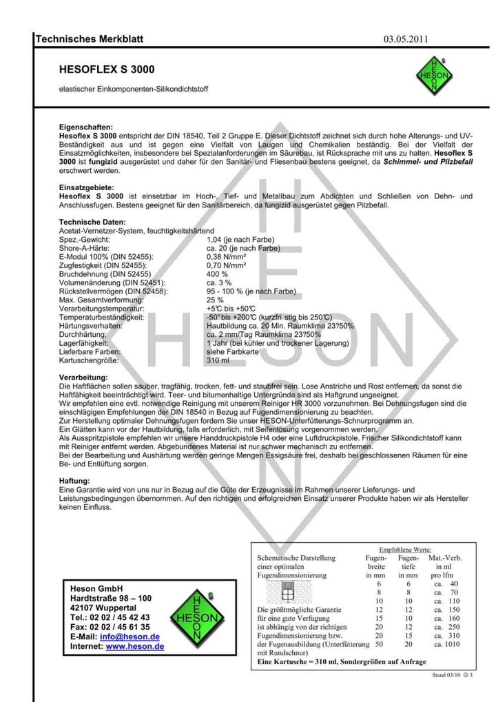 Sanitär Silikon HESOFLEX S 3000 - Rehbraun A14 310 ml - Reud Bodenarena