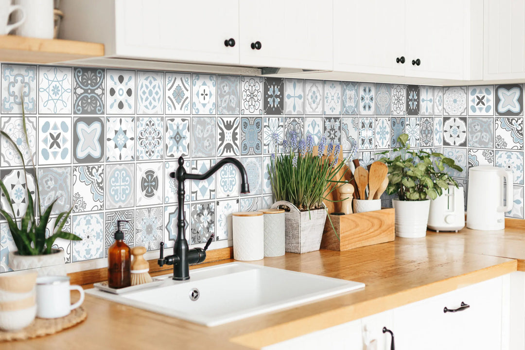 Wandfliesen Wandpaneele Mosaic Blue Vinyl Badsanierung