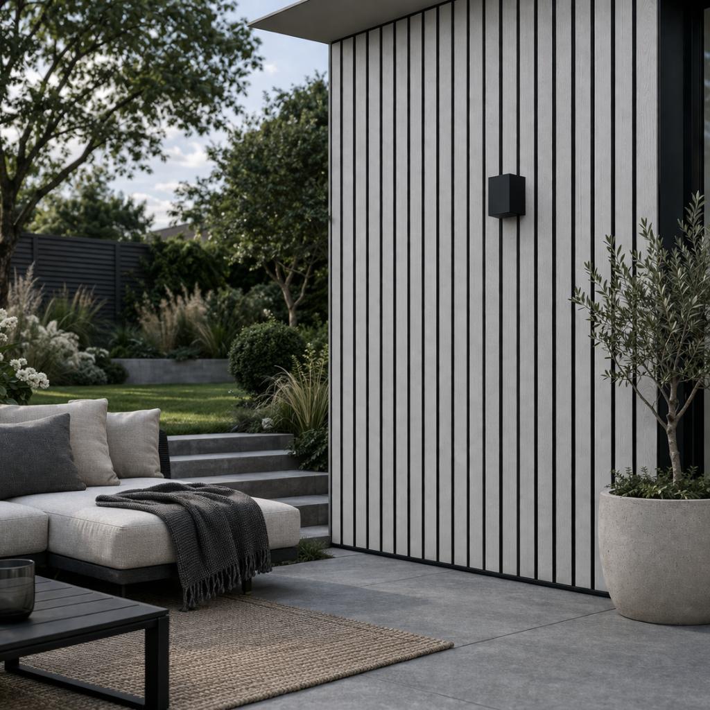 Akustikpaneel WPC Outdoor Wandpaneel Grau - Reud Bodenarena