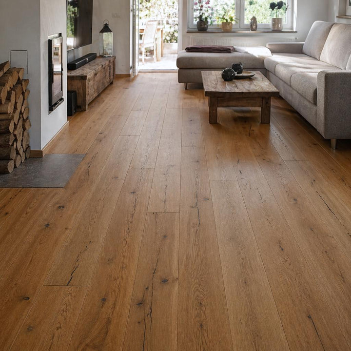 Rustic Collection Eiche Rhino skin rustikal geölt stark gebürstet Landhausdiele Fertigparkett - Reud Bodenarena