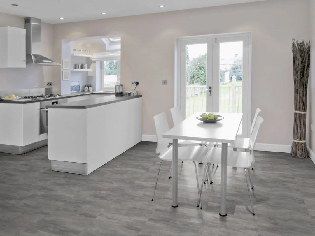 GreenLine Silent XL Stone Fliesenoptik Sichtbeton grau mit Trittschalldämmung Vinylboden