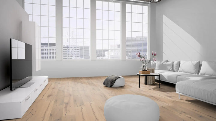 Adam Eiche rustikal gefast gebürstet weiss geölt Landhausdiele Fertigparkett Klick