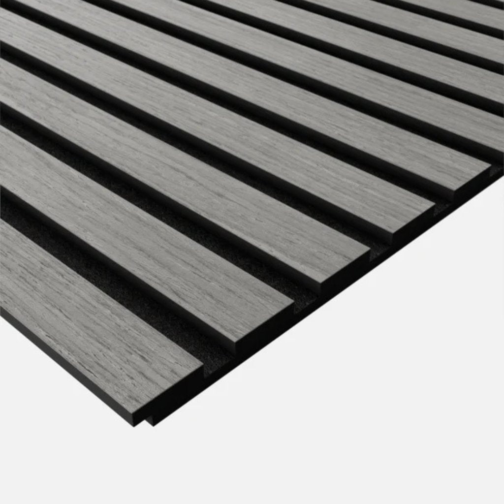 Akustikpaneel Grey Oak 240×52 cm Echtholz-Furnier - einzelnes Wandpaneel mit natürlicher Holzmaserung und matt-gebürsteter Oberfläche - REUD