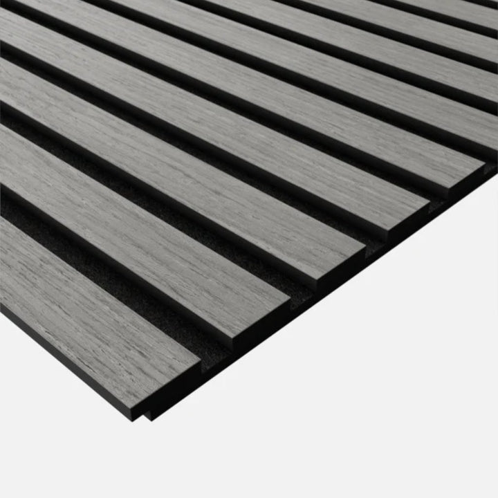 Akustikpaneel Grey Oak 240×52 cm Echtholz-Furnier - einzelnes Wandpaneel mit natürlicher Holzmaserung und matt-gebürsteter Oberfläche - REUD
