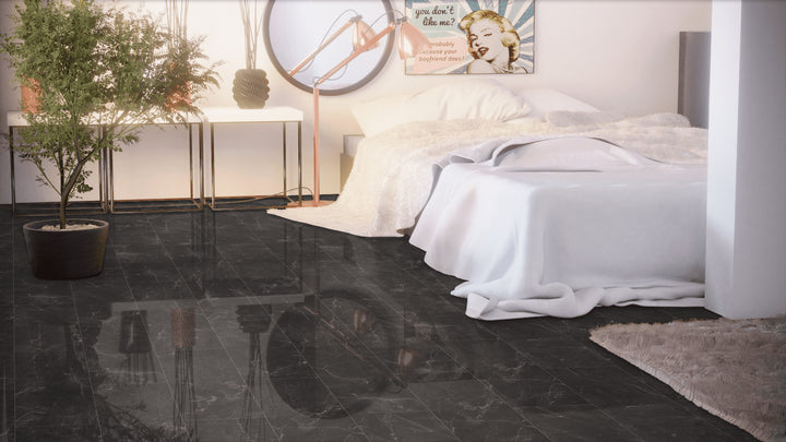 Kronotex Falquon Fliesenoptik Glamour Hochglanz Botticino Classico Dark Laminat