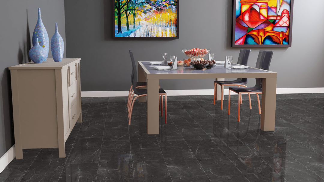 Kronotex Falquon Fliesenoptik Glamour Hochglanz Botticino Classico Dark Laminat