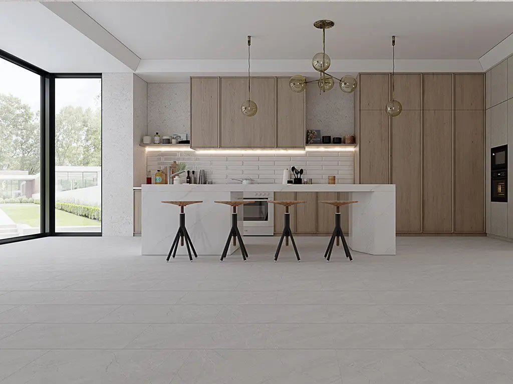 Check One Standard 2141 Grillo Botticino mit Trittschalldämmung Fliesenoptik Vinylboden Klick