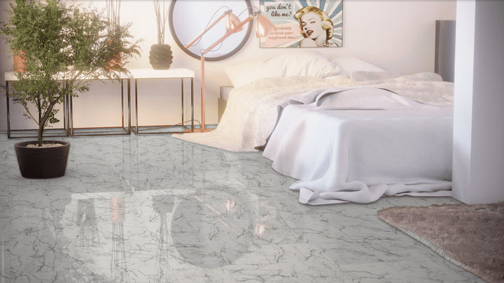 Kronotex Falquon Stone 2.0 XL Fliesenoptik Glamour Hochglanz Carrara Marmor Laminat