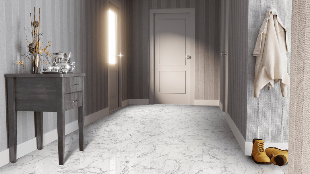 Kronotex Falquon Stone 2.0 XL Fliesenoptik Glamour Hochglanz Carrara Marmor Laminat