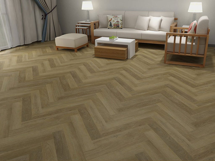 Check One Premium Herringbone 2074H Prenzlau Eiche inkl. Trittschalldämmung Vinylboden - Reud Bodenarena