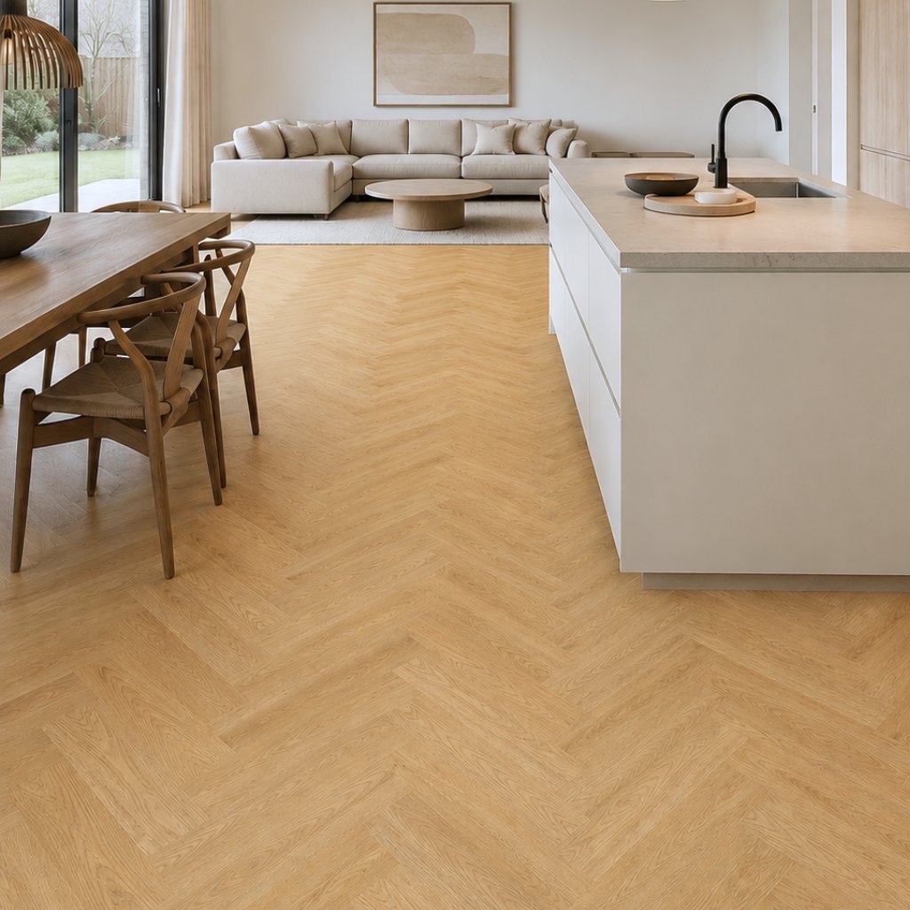 Check One Premium Herringbone 2078H Burbach Eiche Klick Vinylboden in Fischgrät Optik - REUD-Bodenarena