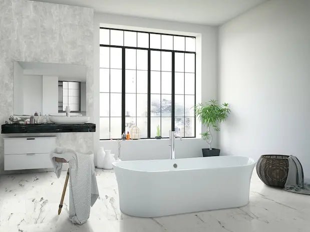 Classen Visiogrande Fliesenoptik Marmor weiß Brigida wasserresistente Laminat Klick