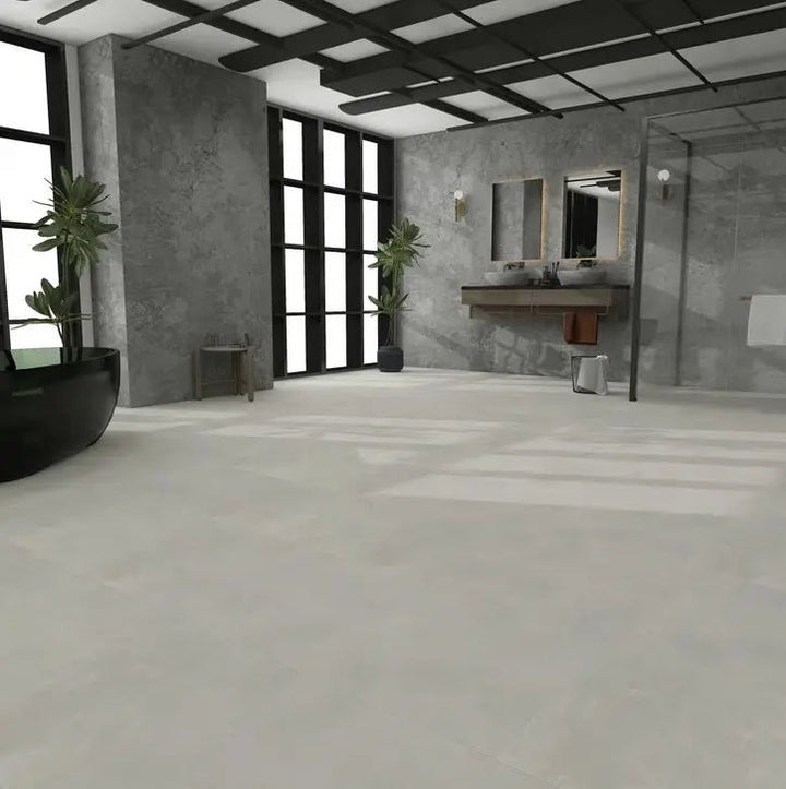 Decoflooring Fliese SOLID ROCK XXL Light Concrete mit Trittschalldämmung Vinylboden Klick