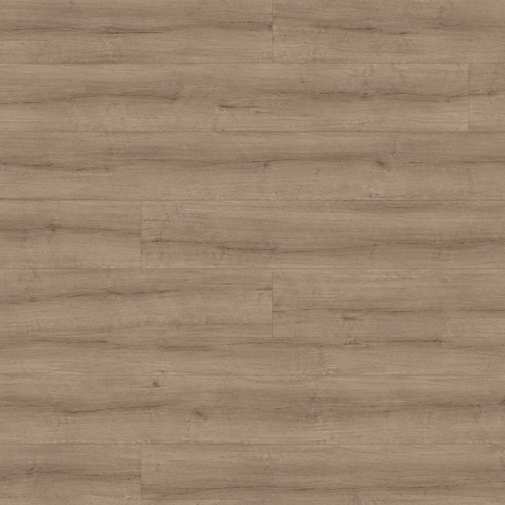 Decoflooring Eiche Lyon SPC Klick-Vinyl verlegt im Wohnbereich mit nahtlosen Fugen und authentischer Eiche-Optik - REUD-Bodenarena