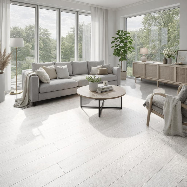 Klick Vinyl Falquon SPC WOOD Weiß mit Trittschall - Reud Bodenarena