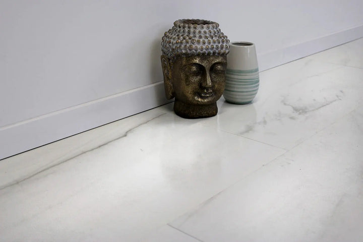 Vinyrock XL Gloss Fliesenoptik Hochglanz Kalba Carrara Marmor mit Trittschalldämmung Vinylboden