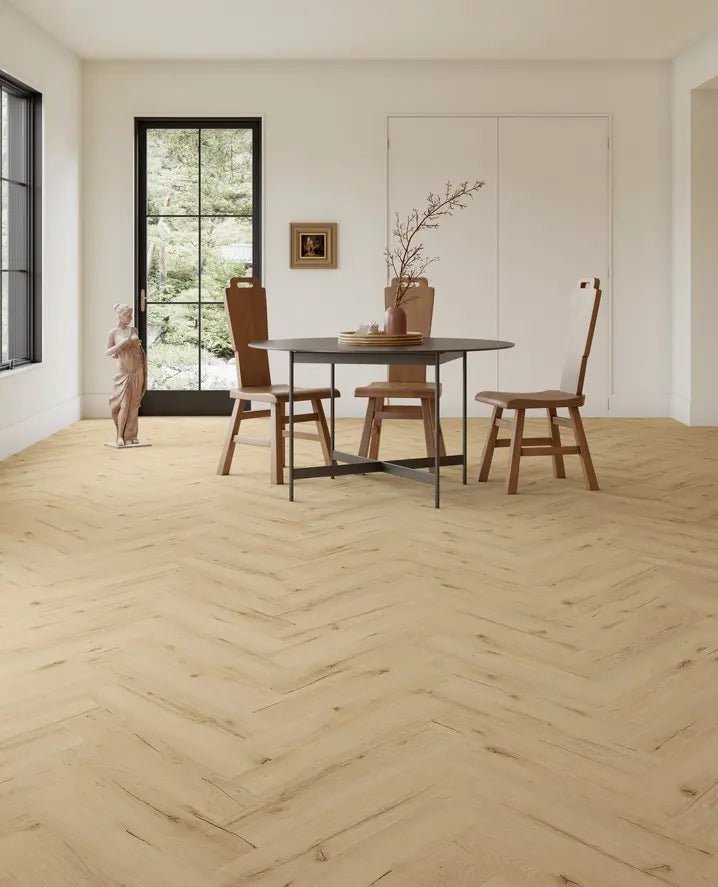 Drammen Herringbone Fischgrät + Kork Trittschall Vinylboden Klick