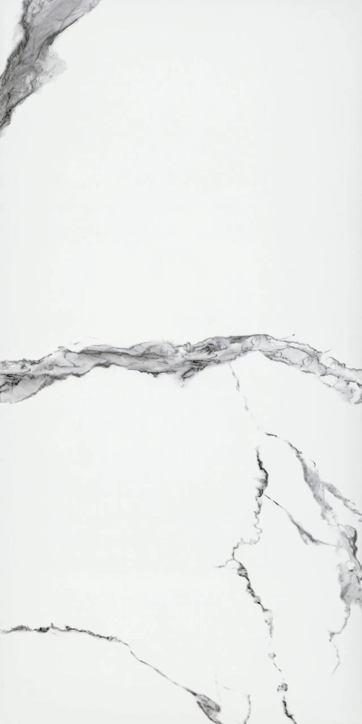 Gloss Fliesenoptik Hochglanz Marmor weiß + Trittschall Vinylboden