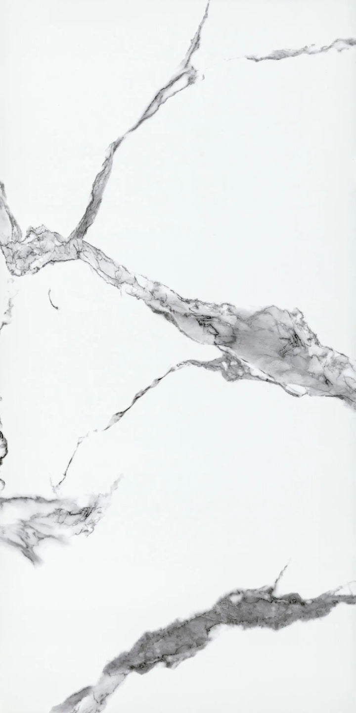 Gloss Fliesenoptik Hochglanz Marmor weiß + Trittschall Vinylboden