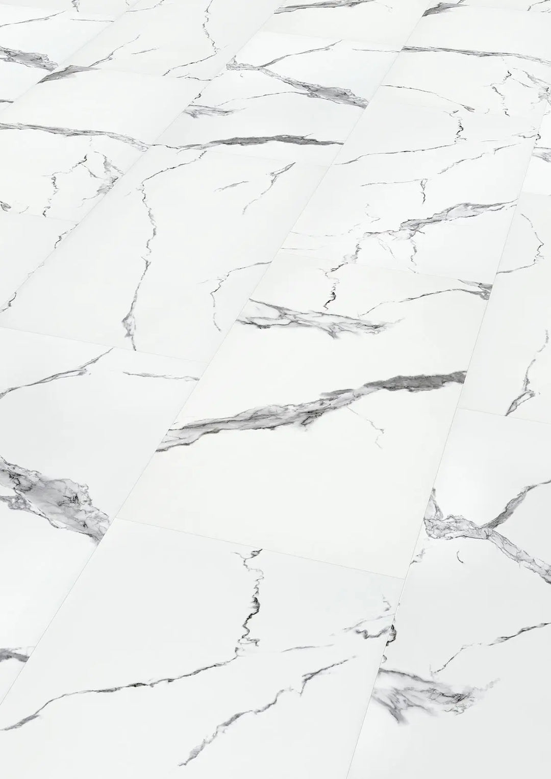 Gloss Fliesenoptik Hochglanz Marmor weiß + Trittschall Vinylboden