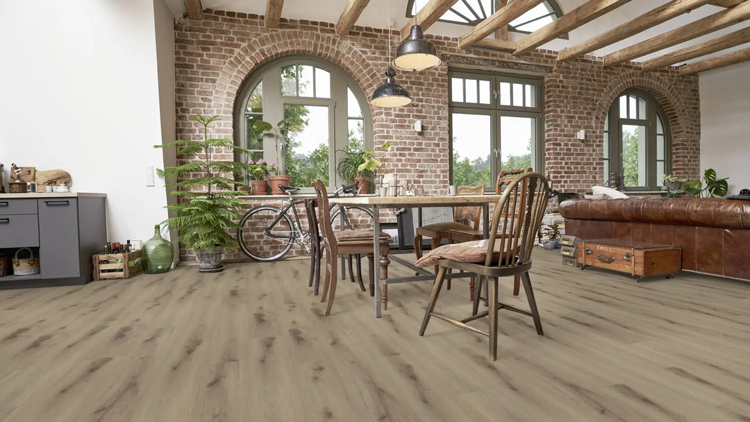 EcoPur Eiche Night SPC mit integrierte Trittschalldämmung Vinylboden Click