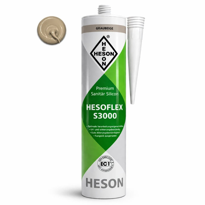Sanitär Silikon HESOFLEX S 3000 - Graubeige A24 310 ml - Reud Bodenarena