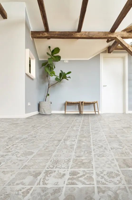 GreenLine Basic 30 Fliese Retro beige mit Trittschalldämmung Vinylboden Klick