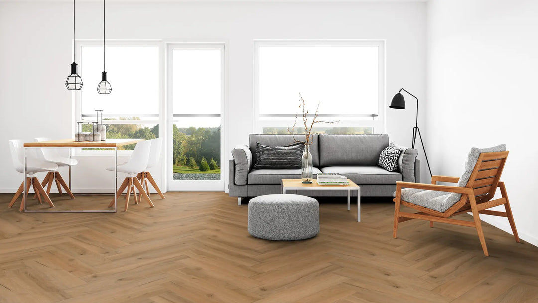 GreenLine Daisy Herringbone mit integrierter Trittschalldämmung Vinylboden Klick