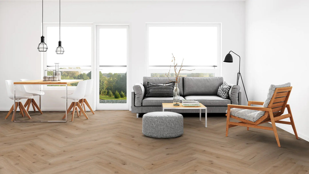 GreenLine Ginger Herringbone mit integrierter Trittschalldämmung Vinylboden Klick