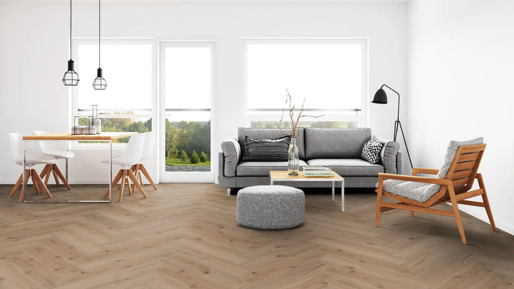 GreenLine Ginger Herringbone mit integrierter Trittschalldämmung Vinylboden Klick