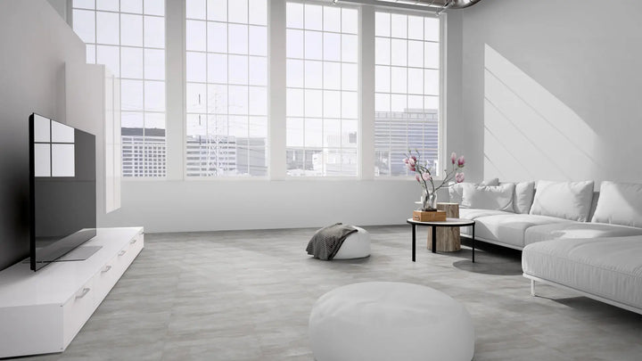 GreenLine Silent XL Stone Fliesenoptik Sichtestrich hell mit Trittschalldämmung Vinylboden