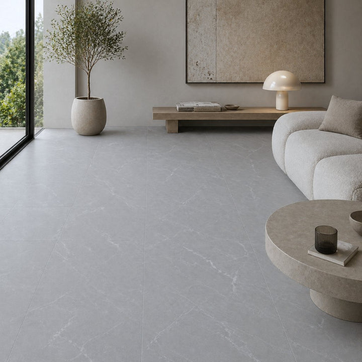 GreenLine Silent XL Stone Fliesenoptik Granit white mit Trittschalldämmung Vinylboden Klick - Reud Bodenarena