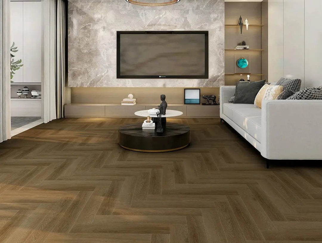 Herringbone Fischgrät Royal Pine mit integrierter Trittschalldämmung Vinylboden Klick