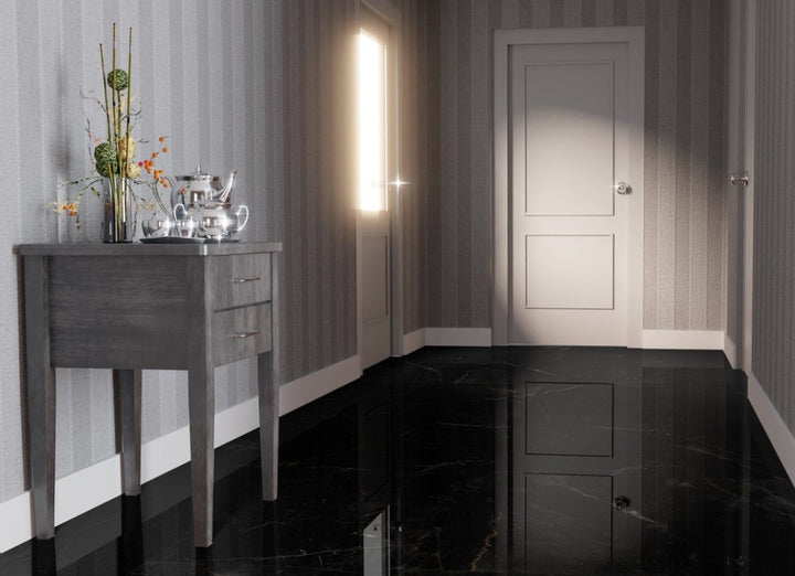 Falquon Stone 2.0 Fliesenoptik Hochglanz Marmorata Nera Laminat Klick - Reud Bodenarena