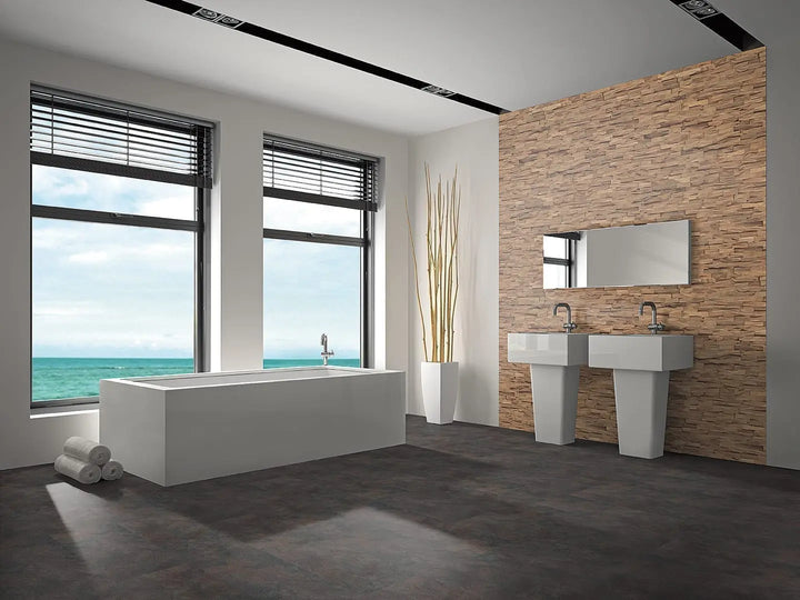 INDO The Beachwood Line Hevea Natur Wandpaneele verlegt im Wohnraum – Reud Bodenarena