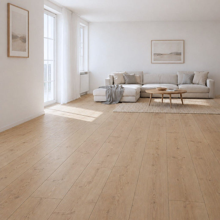 Klick Laminat Kronoflooring England Oak Landhausdiele 8 mm Reud Bodenarena Wohnzimmer