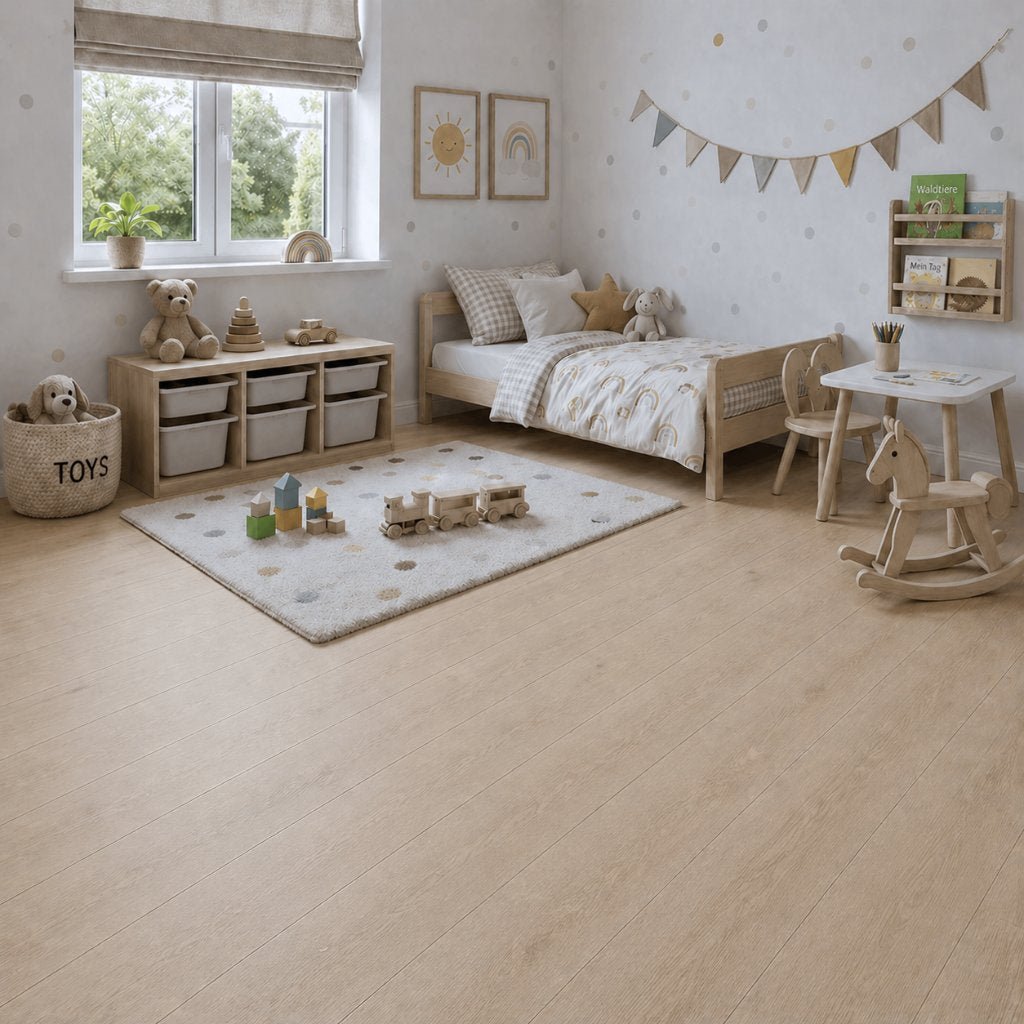 Klick Vinyl Eiche Roma mit Trittschalldämmung Reud Bodenarena Kinderzimmer