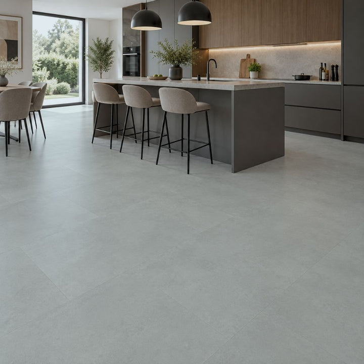 Klick Vinyl Fliesenoptik Granat in Hellgrau - Reud Bodenarena