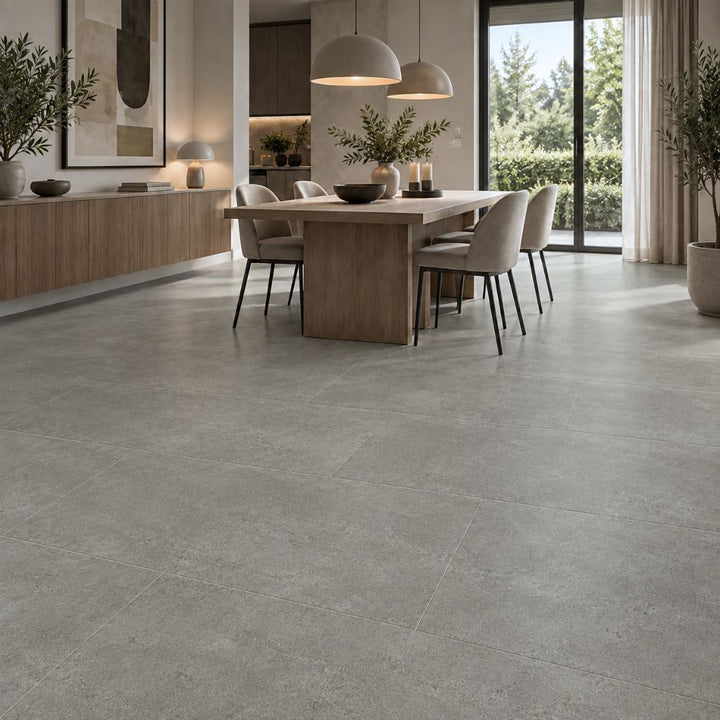 Klick Vinyl Fliesenoptik Lux in Grau - Reud Bodenarena