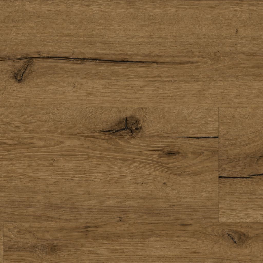 Nahaufnahme Klick Vinylboden Eiche Champagner – realistische Holzmaserung, feine Risse und authentische Eichenstruktur in warmem Naturton - REUD-Bodenarena