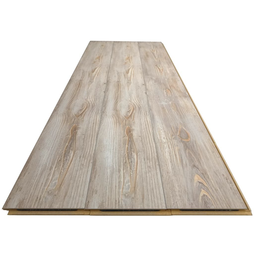 Produktbild von Kronotex Robusto Fantasy Wood Laminat: drei Landhausdielen mit heller Holzmaserung und Klickverbindung - REUD-Bodenarena