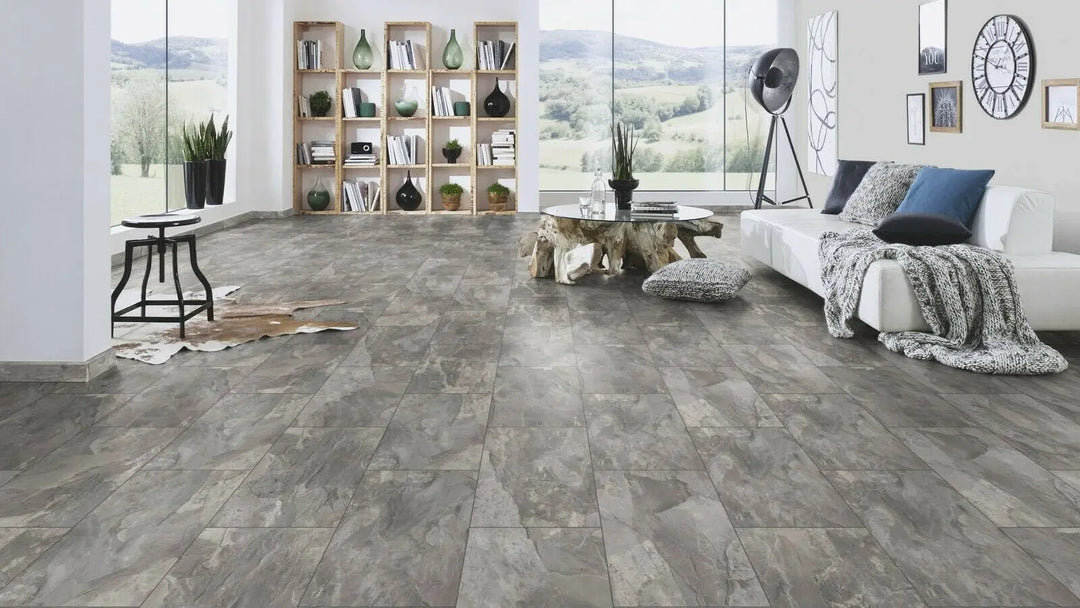 Made in Germany Fliese Schiefer grau Laminat