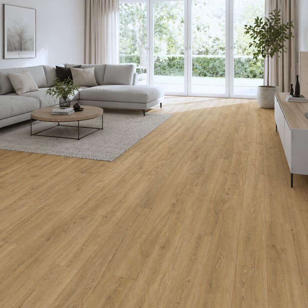 Parador Basic 30 Eiche Sierra natur Vinylboden HDF-Träger mit Trittschalldämmung REUD Bodenarena Wohnzimmer