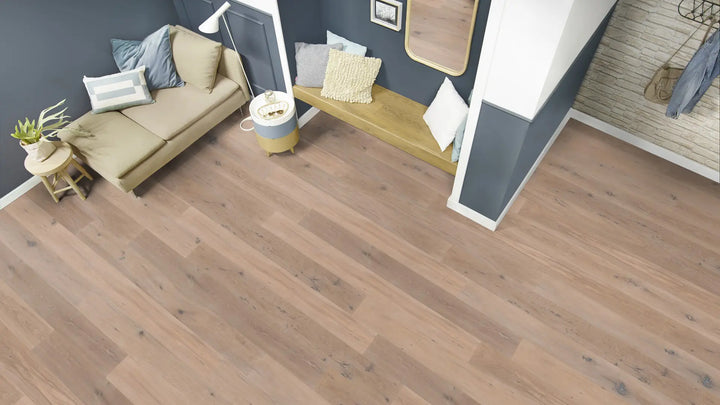 Parkett Nebraska Eiche rustikal handgehobelt geräuchert weiß geölt Fertigparkett Klick