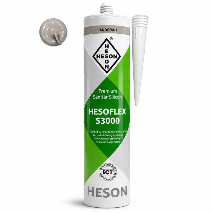 Sanitär Silikon HESOFLEX S 3000 - Sandgrau A66 310 ml - Reud Bodenarena