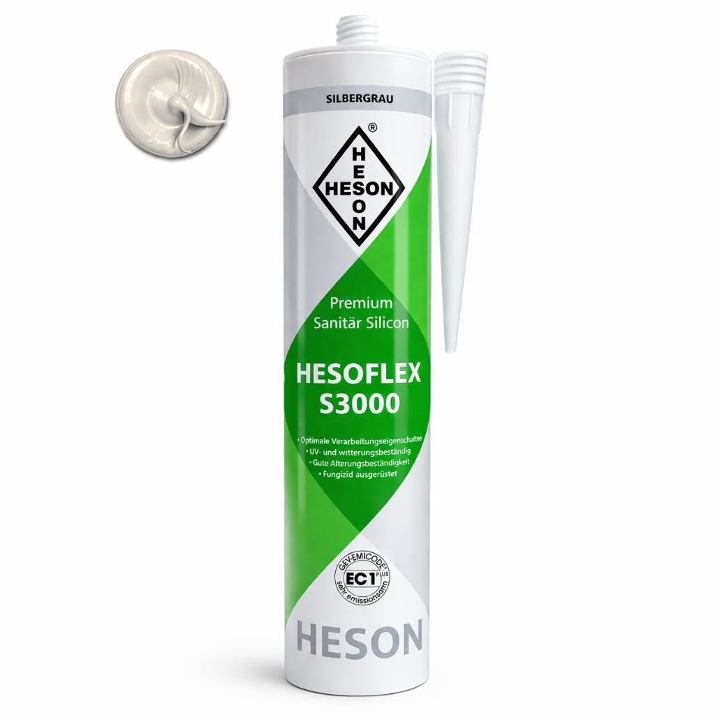 Sanitär Silikon HESOFLEX S 3000 - Silbergrau A62 310 ml - Reud Bodenarena