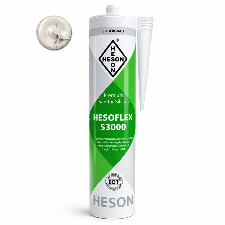 Sanitär Silikon HESOFLEX S 3000 - Silbergrau A62 310 ml - Reud Bodenarena