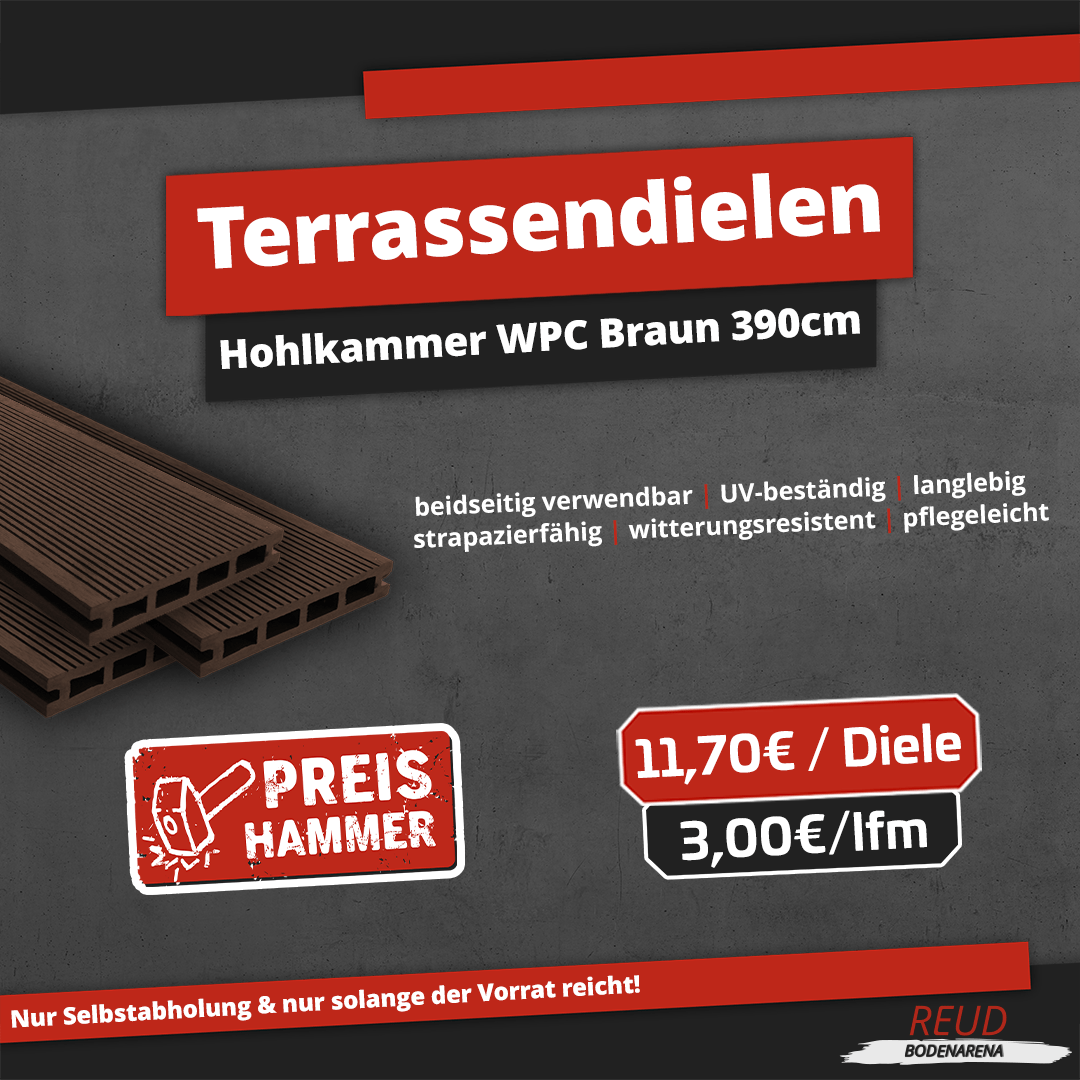 Terrassendiele Hohlkammer WPC Braun