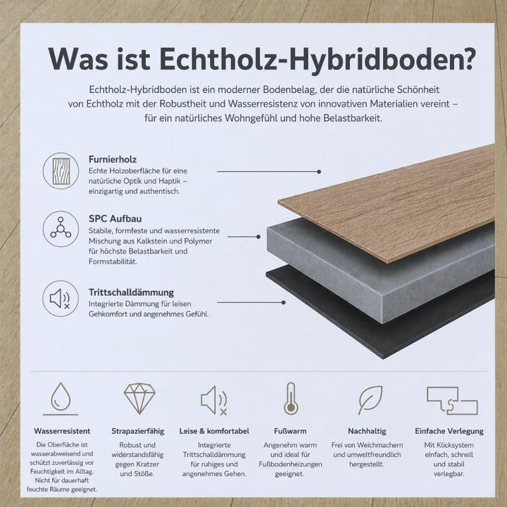 Klick Vinyl Hybrid Eiche Natur geölt Living Pure SPC - Reud Bodenarena