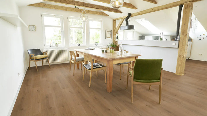 X-Citing Eiche Ambience Chocolate SPC mit integrierte Trittschalldämmung Vinylboden Click